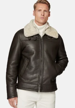 Bomber En Cuir Véritable Et Peau De Mouton Retournée