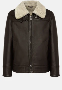 Bomber En Cuir Véritable Et Peau De Mouton Retournée