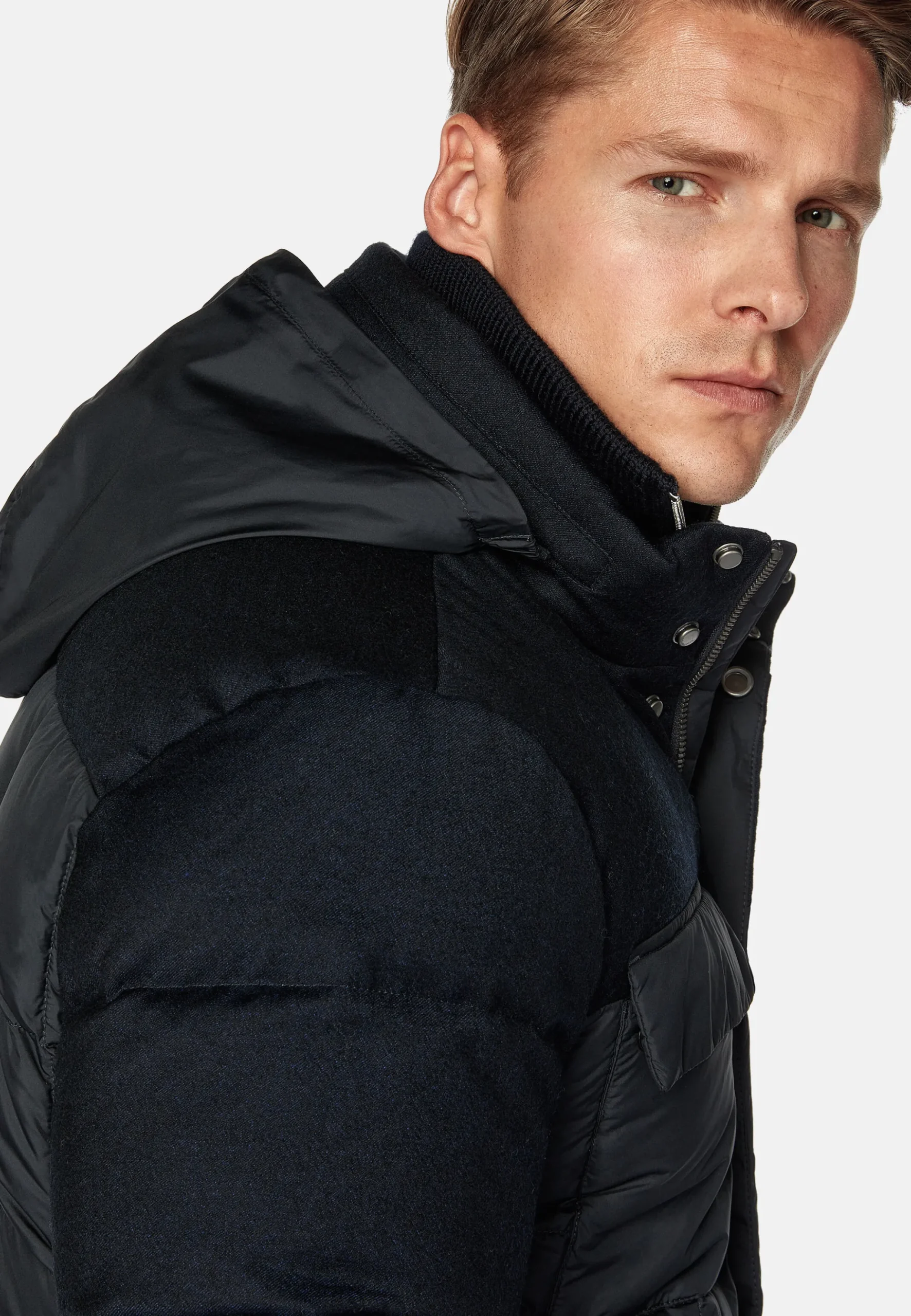 Bomber Flyn En Flanelle Et Tissu Tech En Plume