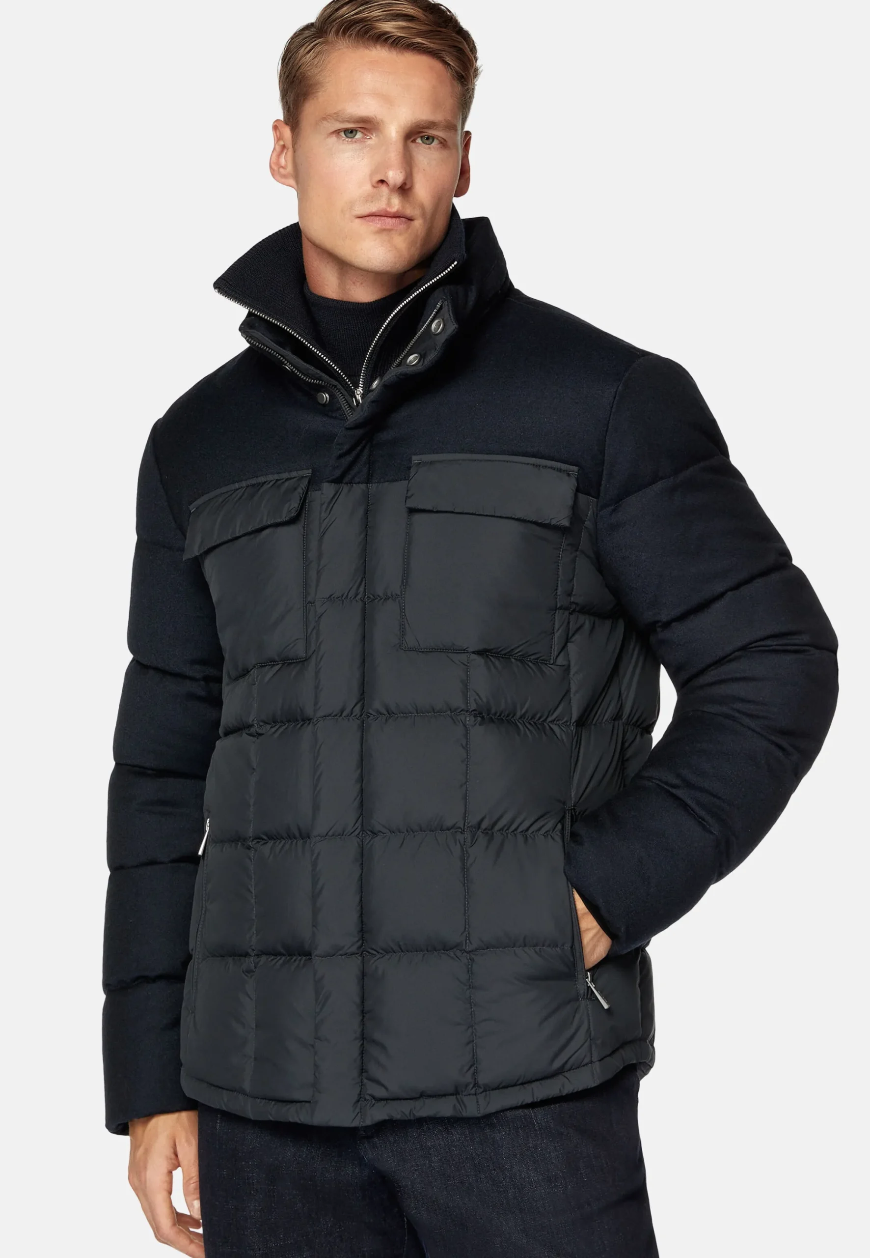 Bomber Flyn En Flanelle Et Tissu Tech En Plume