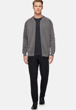 Bomber Tech Gris Foncé En Maille De Laine Mérinos