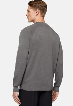 Bomber Tech Gris Foncé En Maille De Laine Mérinos