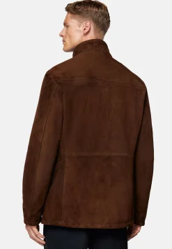 Caban Matelassé En Daim Véritable