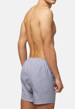 Caleçon À Rayures Bleues En Coton