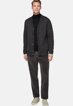 Cardigan Anthracite En Laine De Coton Bio