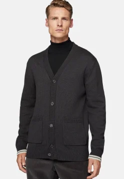 Cardigan Anthracite En Laine De Coton Bio