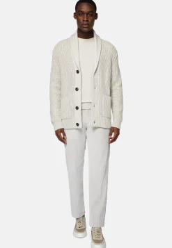 Cardigan Sable À Col Châle En Laine Mérinos