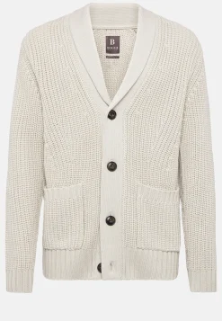 Cardigan Sable À Col Châle En Laine Mérinos