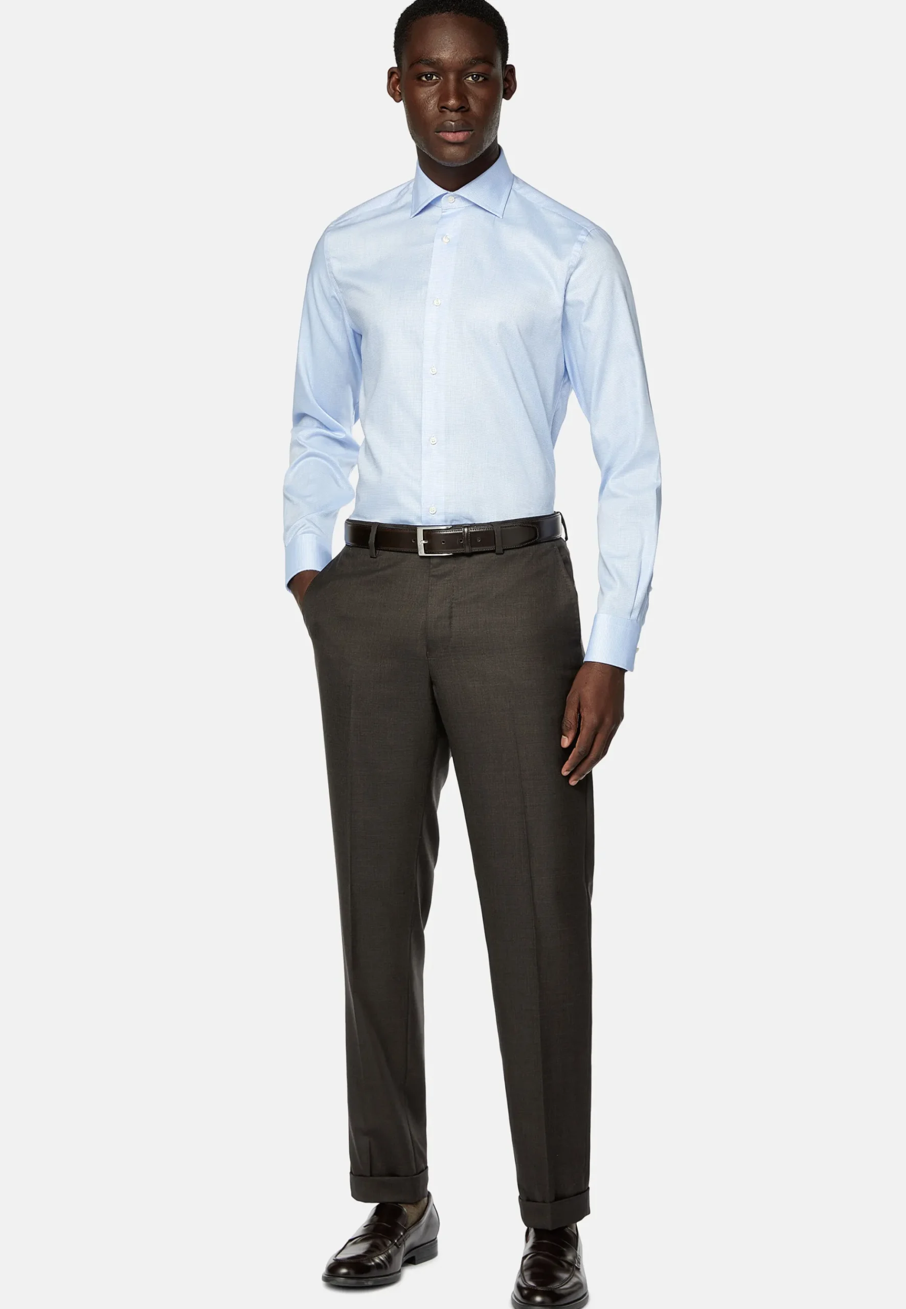 Chemise à Micromotif En Coton Slim Fit