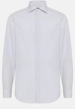 Chemise À Rayures Bleu Ciel En Coton Slim Fit