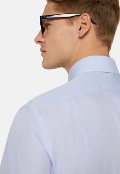 Chemise À Rayures Bleu Clair En Coton Regular Fit