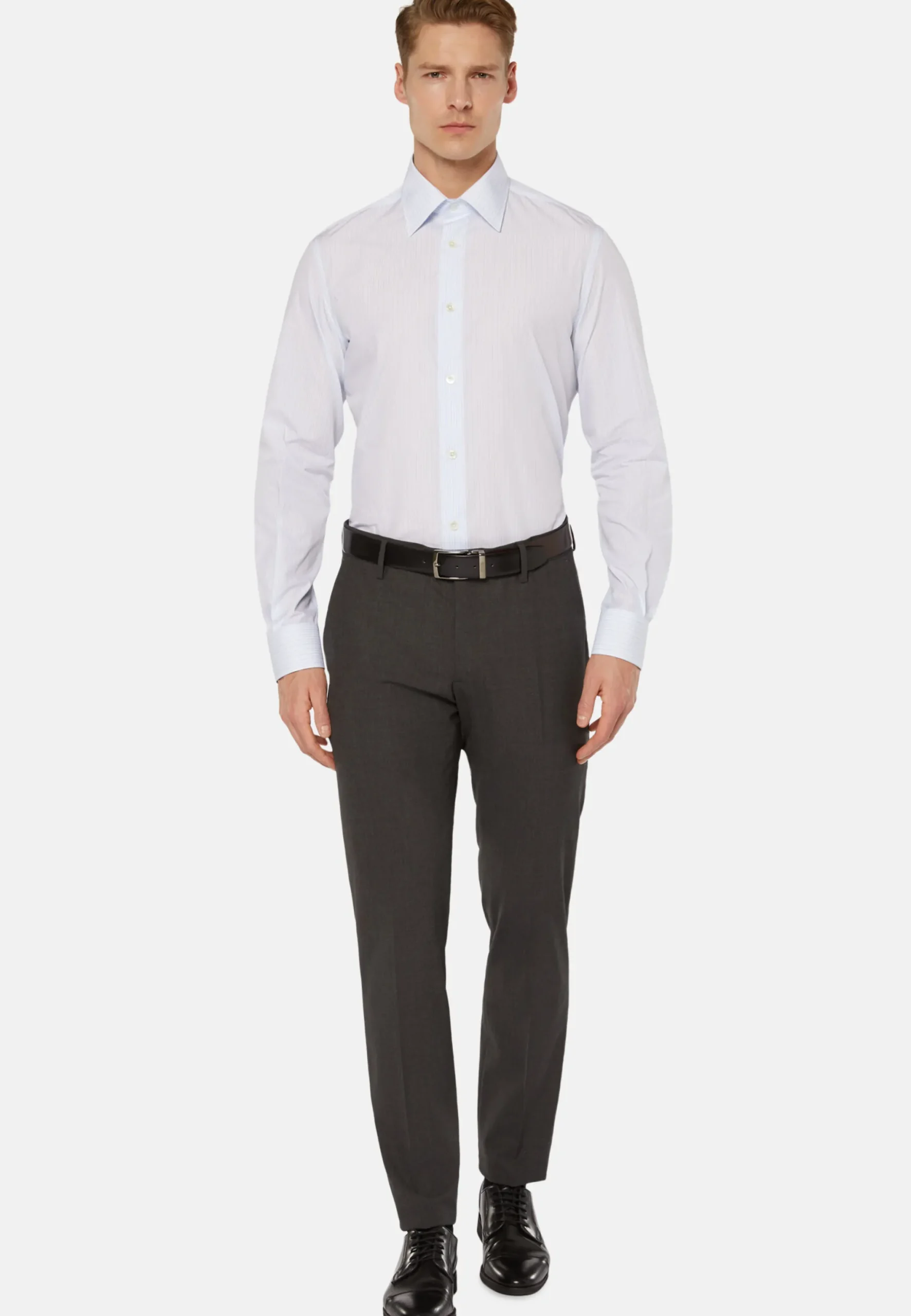 Chemise À Rayures Bleu Clair En Coton Regular Fit