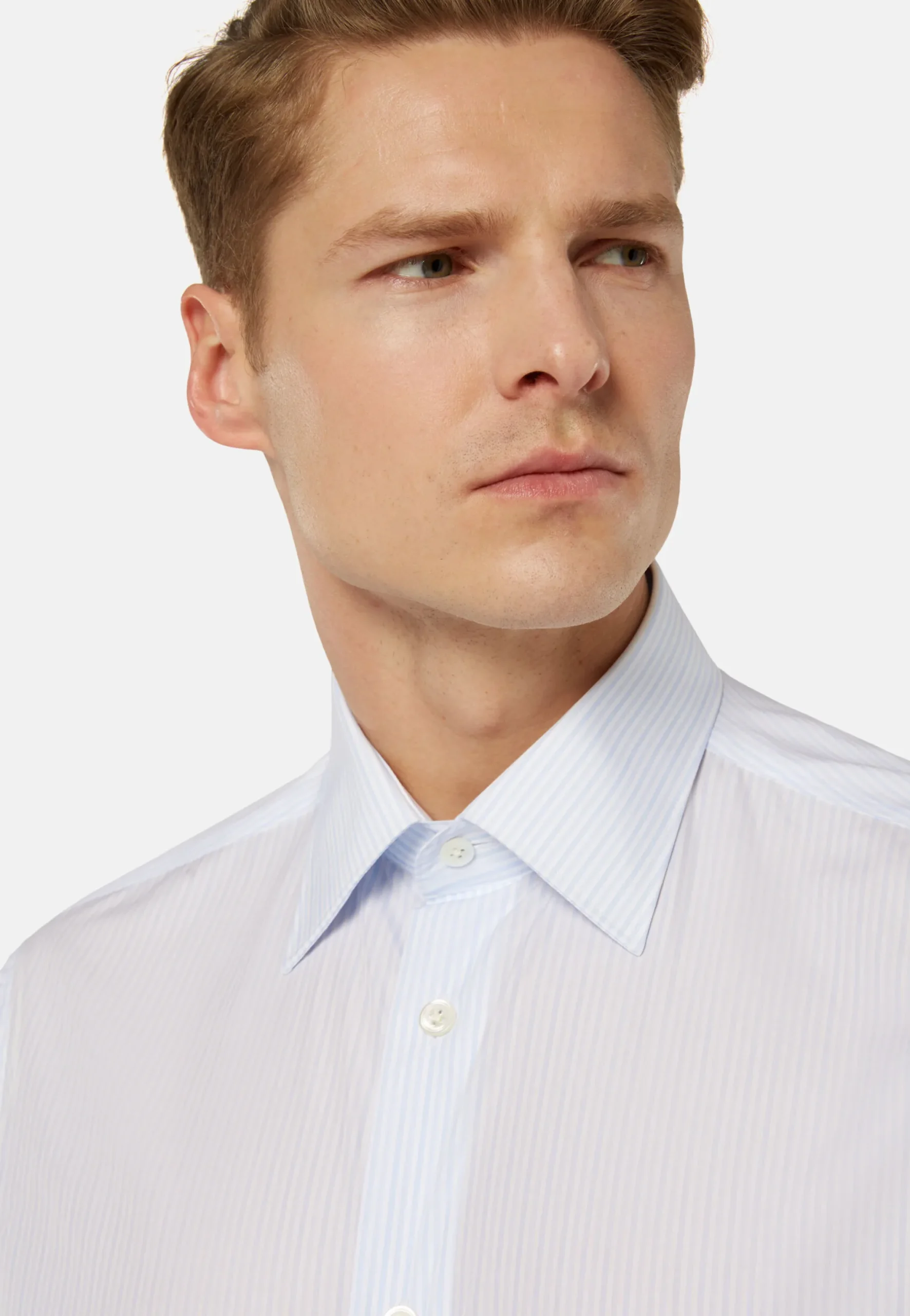 Chemise À Rayures Bleu Clair En Coton Regular Fit