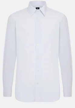 Chemise À Rayures Bleu Clair En Coton Regular Fit