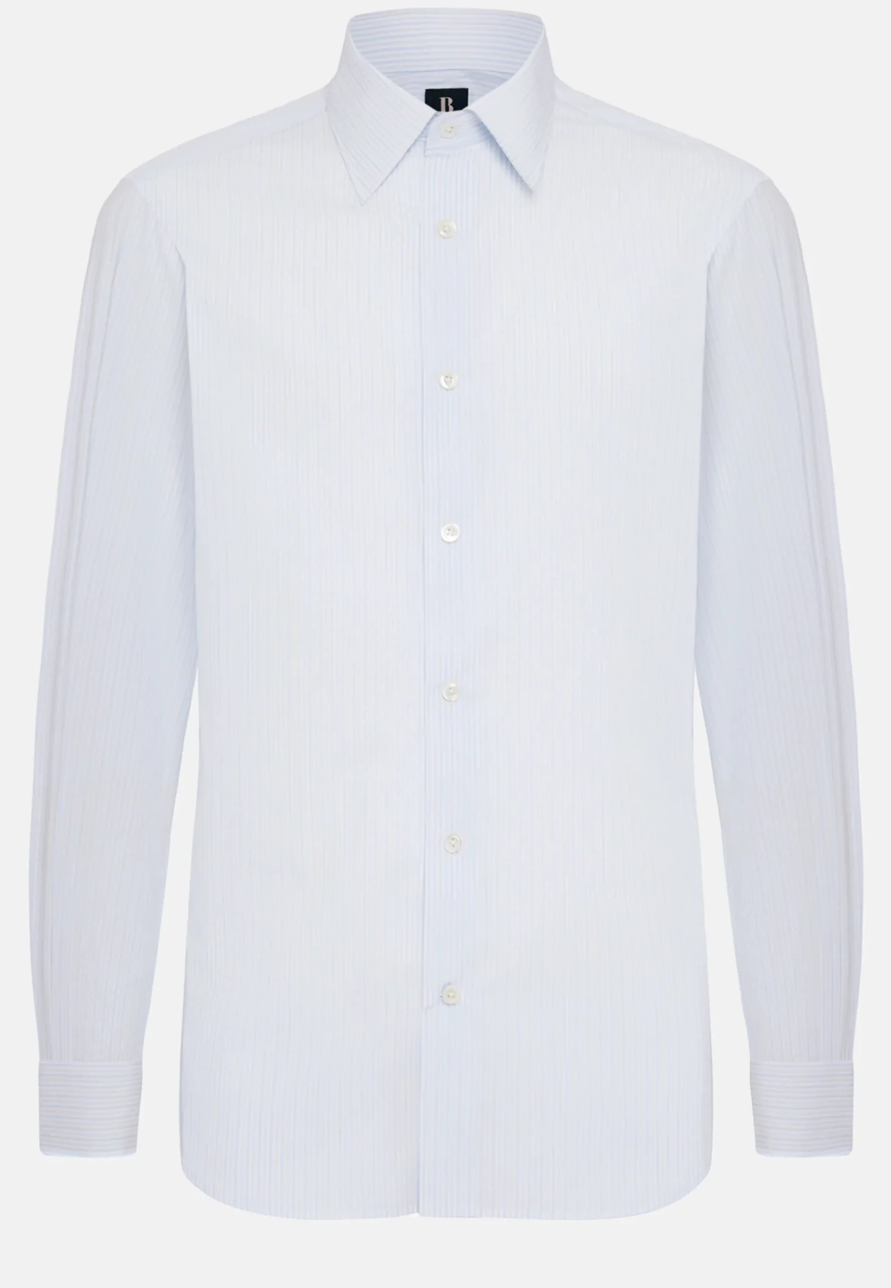 Chemise À Rayures Bleu Clair En Coton Regular Fit