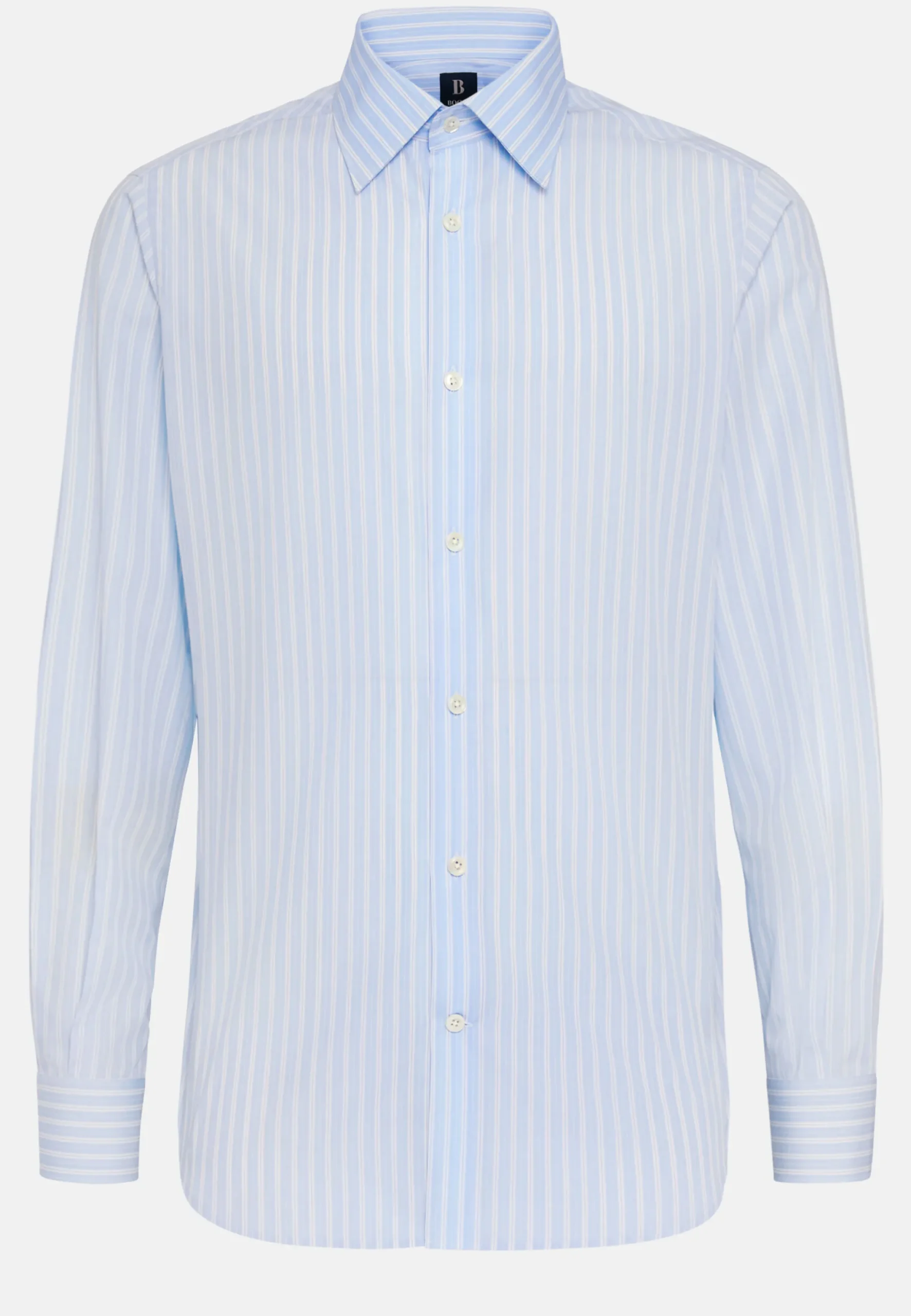 Chemise À Rayures Bleu Clair En Coton Regular Fit