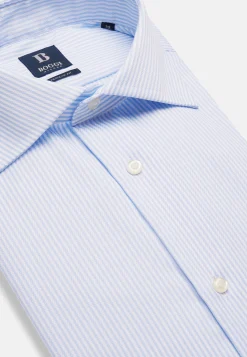 Chemise À Rayures Bleu Clair En Coton Dobby Regular Fit