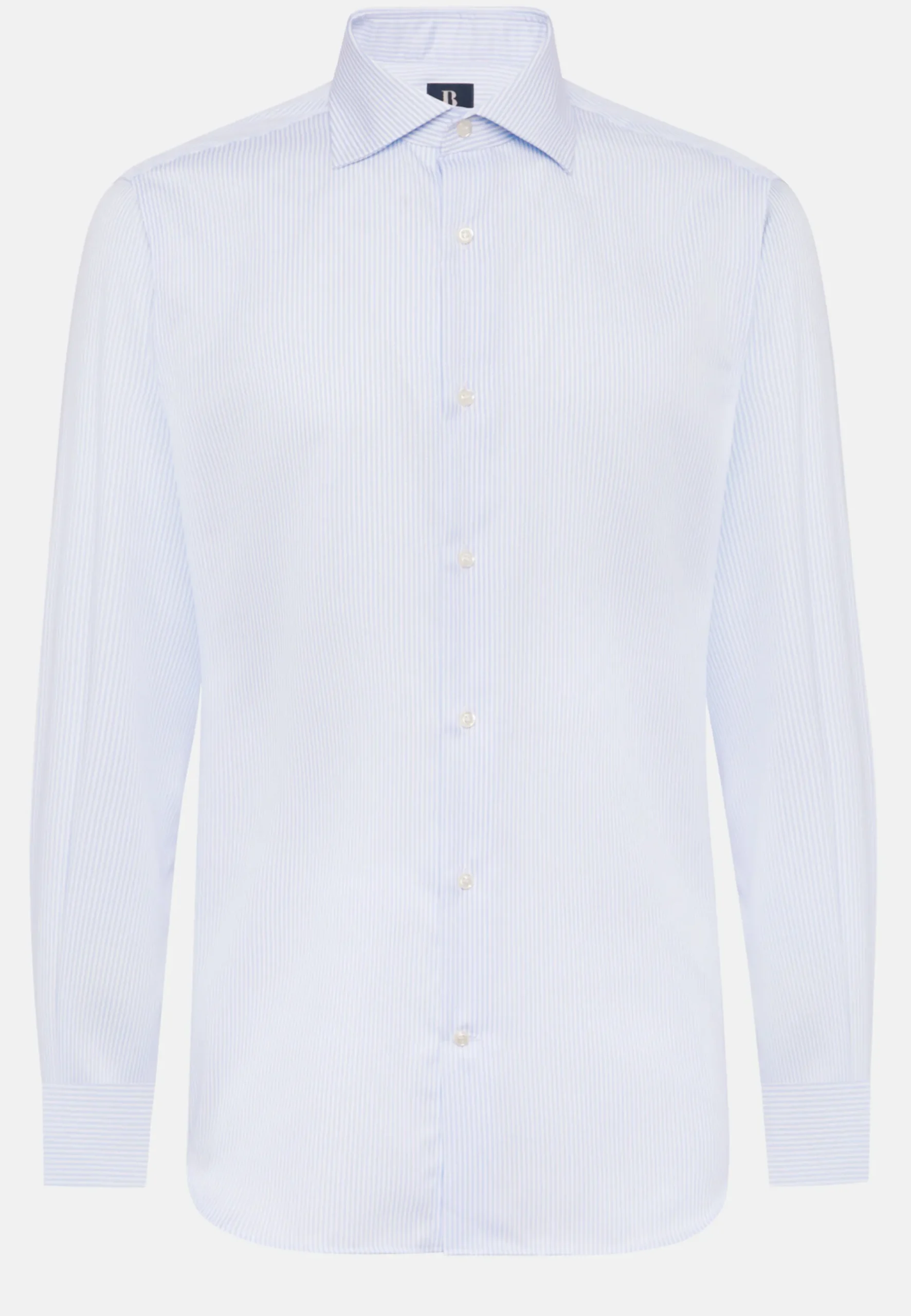 Chemise À Rayures Bleu Clair En Coton Dobby Regular Fit