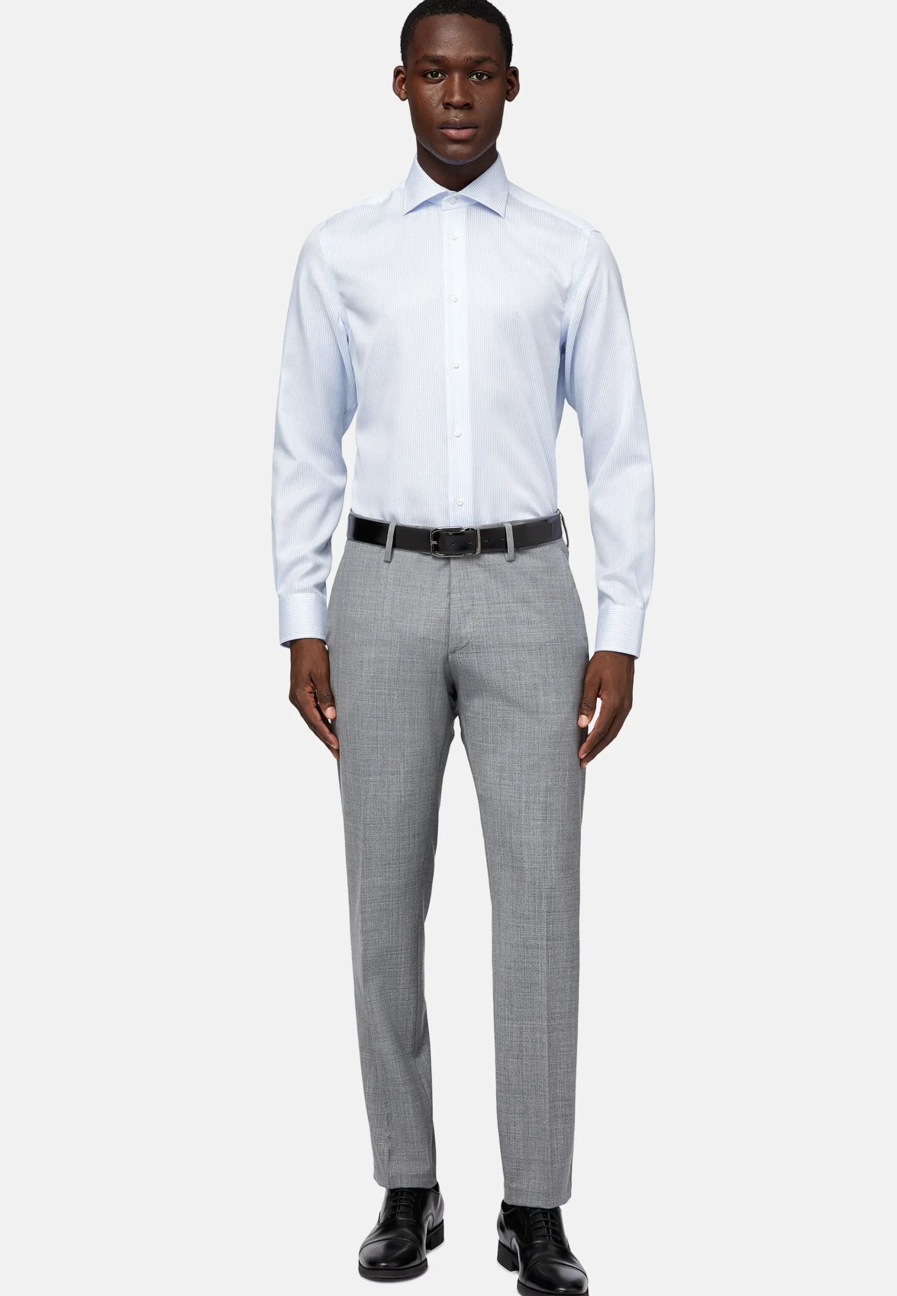 Chemise À Rayures En Coton Dobby Slim Fit