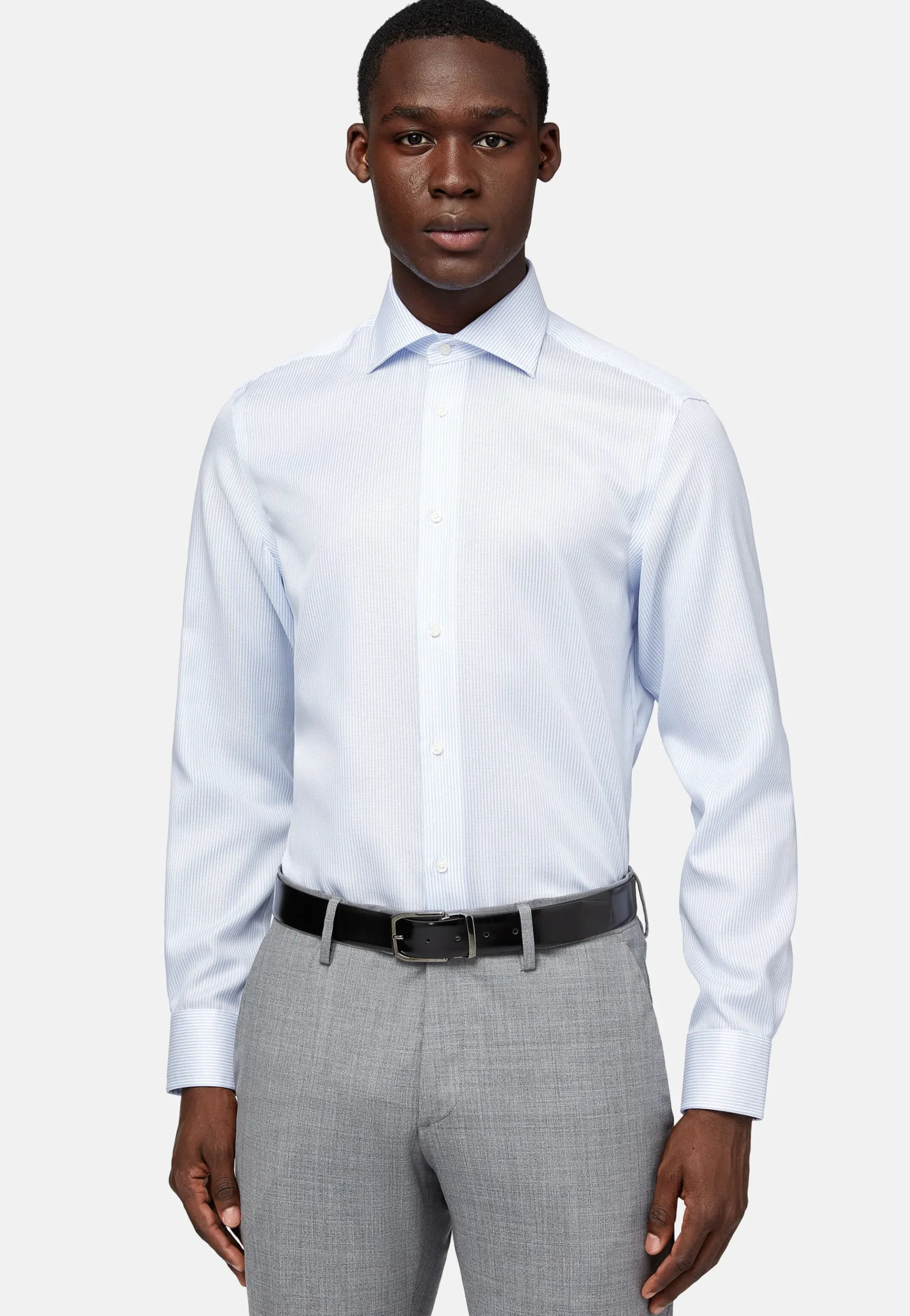 Chemise À Rayures En Coton Dobby Slim Fit
