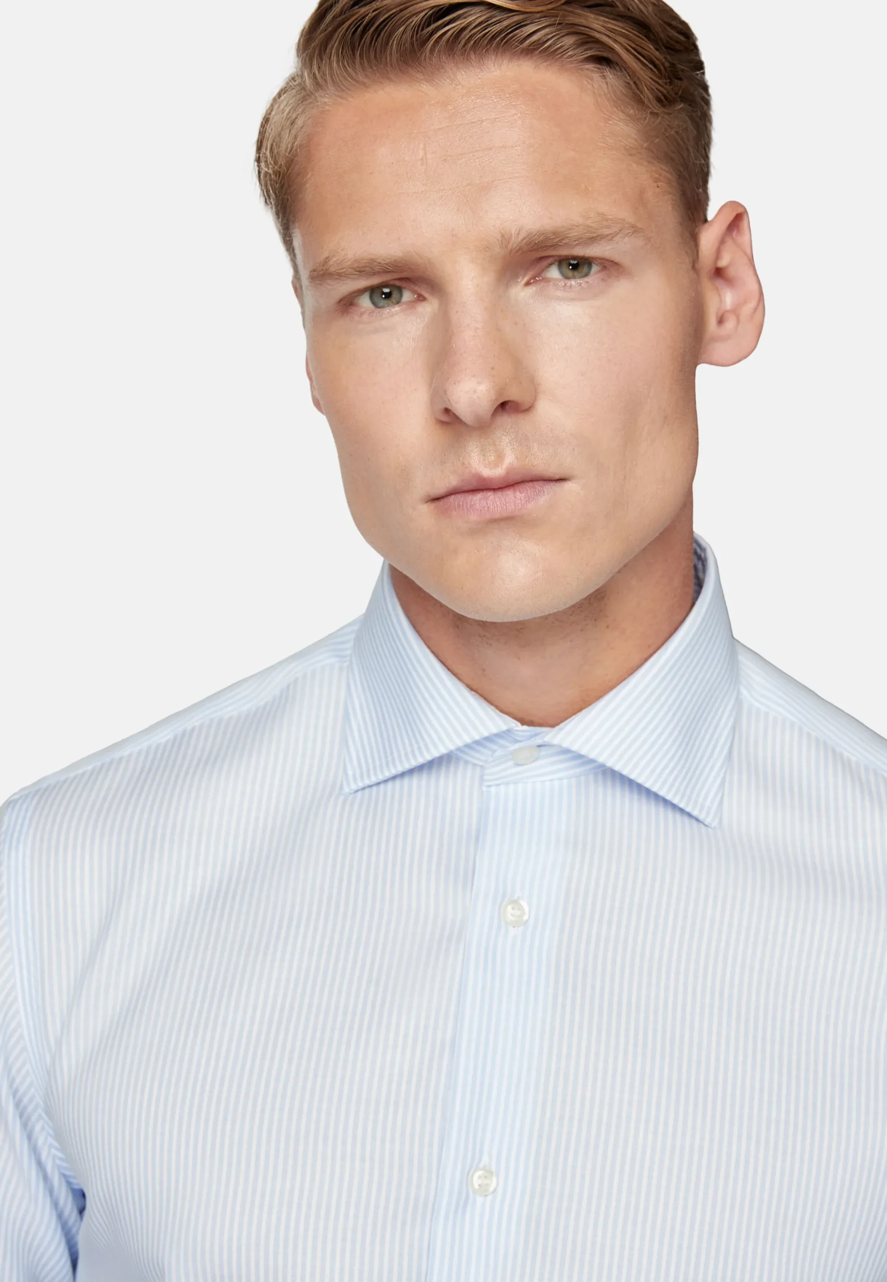 Chemise À Rayures En Sergé De Coton Slim Fit