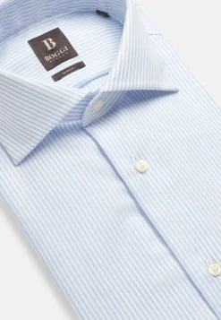 Chemise À Rayures En Sergé De Coton Slim Fit