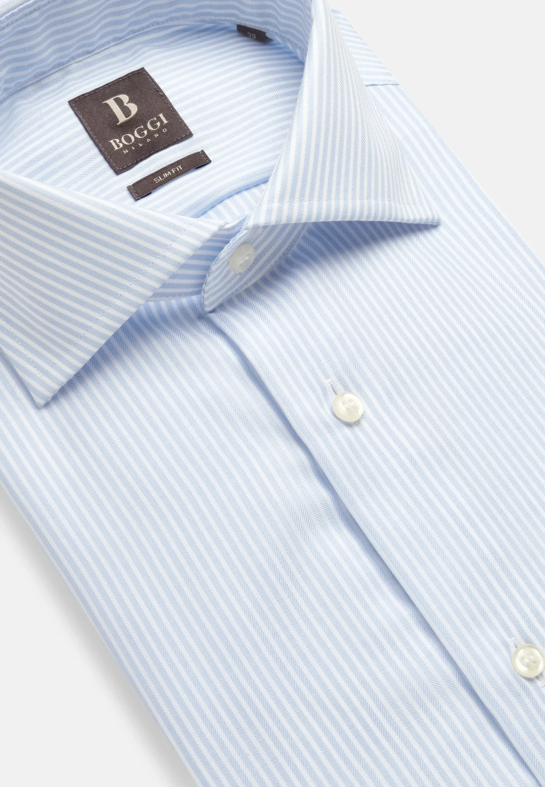 Chemise À Rayures En Sergé De Coton Slim Fit