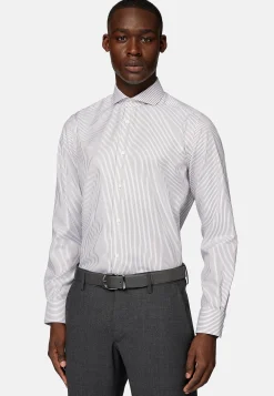 Chemise À Rayures En Sergé De Coton Slim Fit