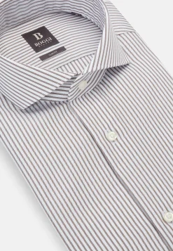 Chemise À Rayures En Sergé De Coton Slim Fit