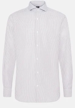 Chemise À Rayures En Sergé De Coton Slim Fit