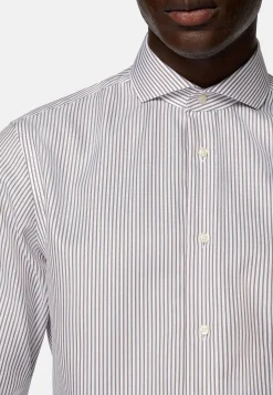 Chemise À Rayures En Sergé De Coton Slim Fit