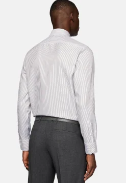 Chemise À Rayures En Sergé De Coton Slim Fit