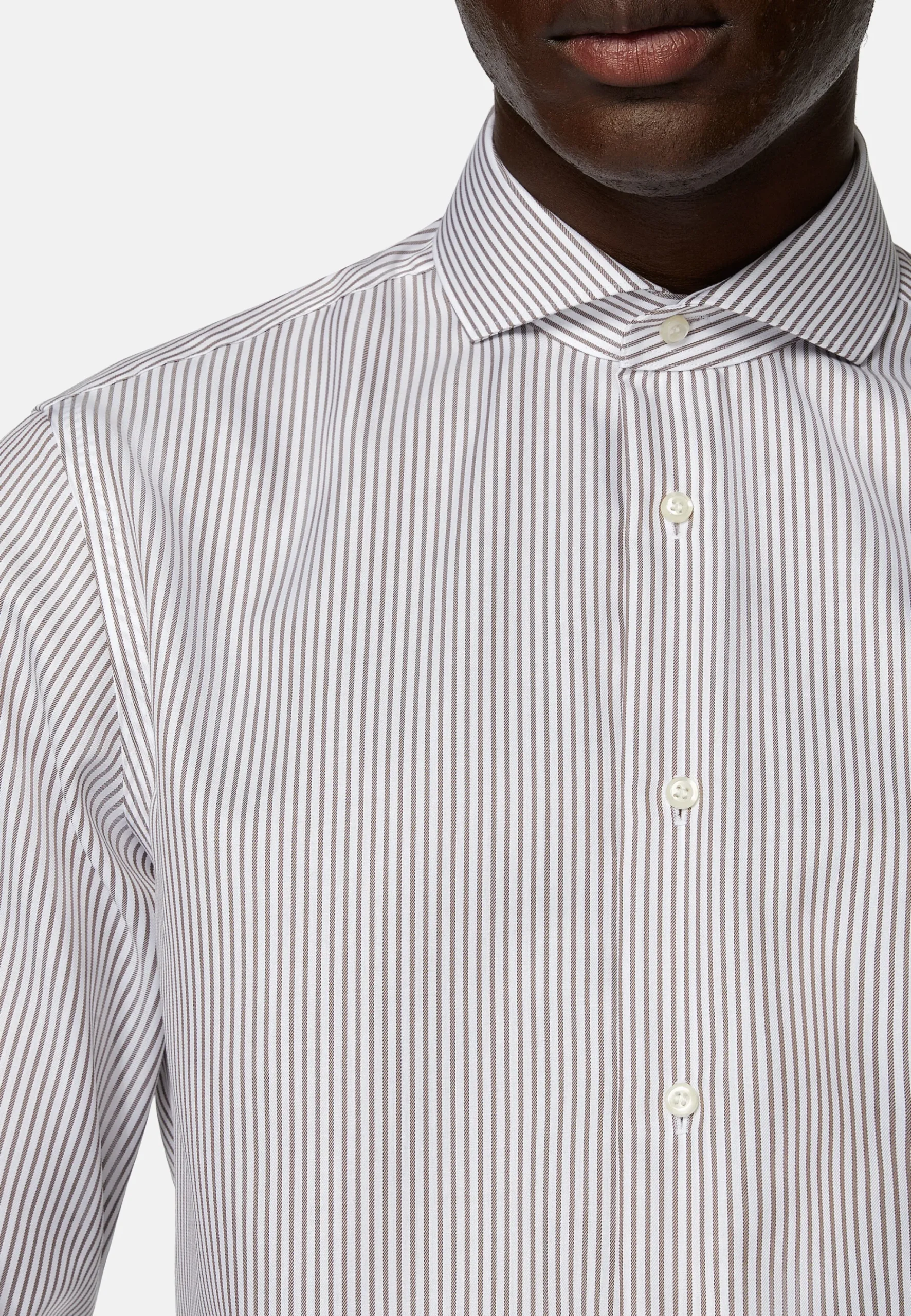 Chemise À Rayures En Sergé De Coton Slim Fit