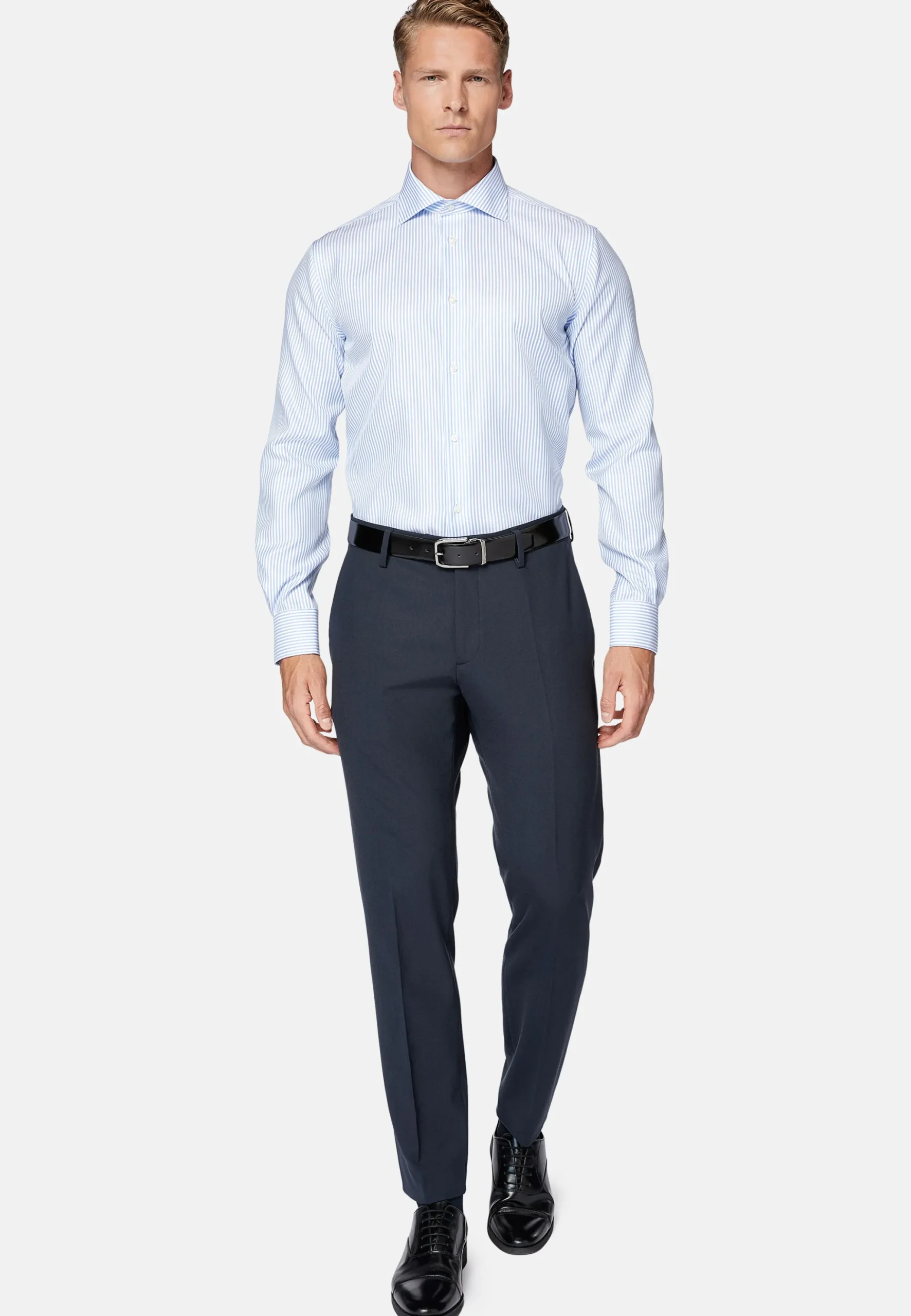 Chemise À Rayures En Sergé De Coton Regular Fit