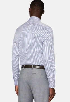 Chemise À Rayures En Sergé De Coton Slim Fit