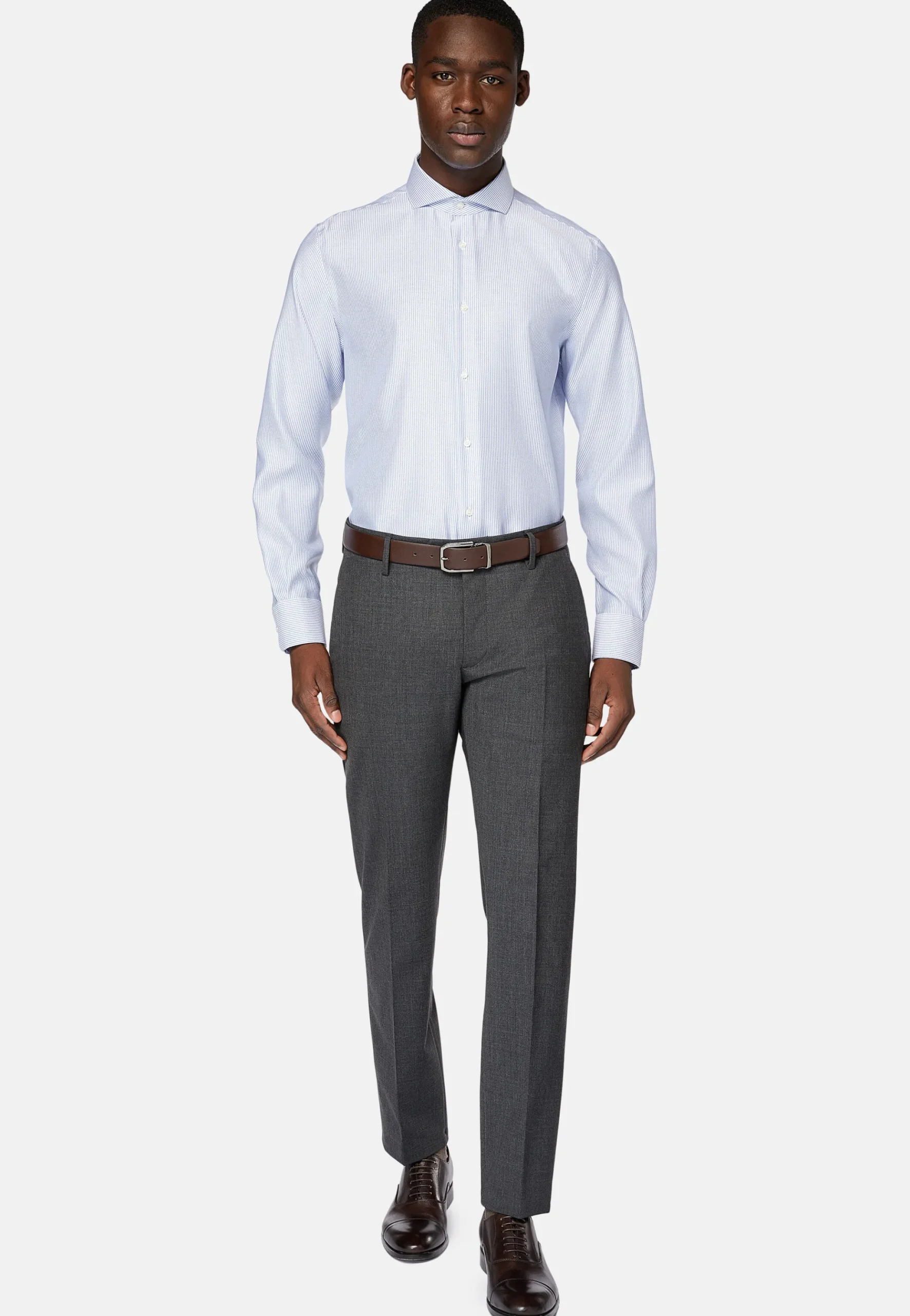 Chemise À Rayures En Sergé De Coton Regular Fit