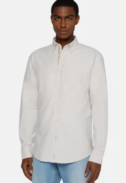 Chemise Beige En Coton Oxford Bio Coupe Droite