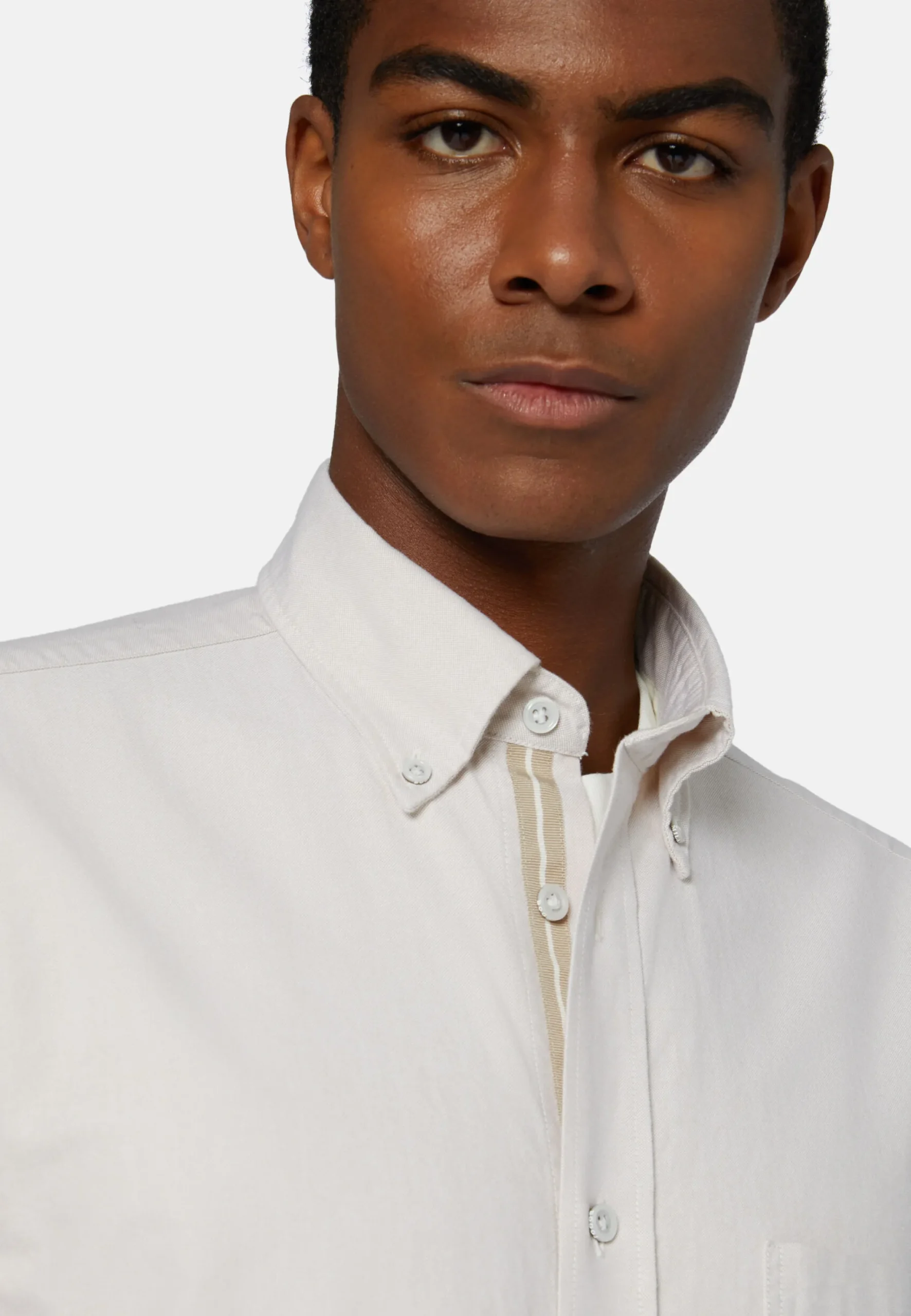 Chemise Beige En Coton Oxford Bio Coupe Droite
