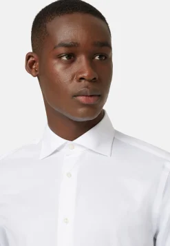 Chemise Blanche En Sergé De Coton Slim Fit