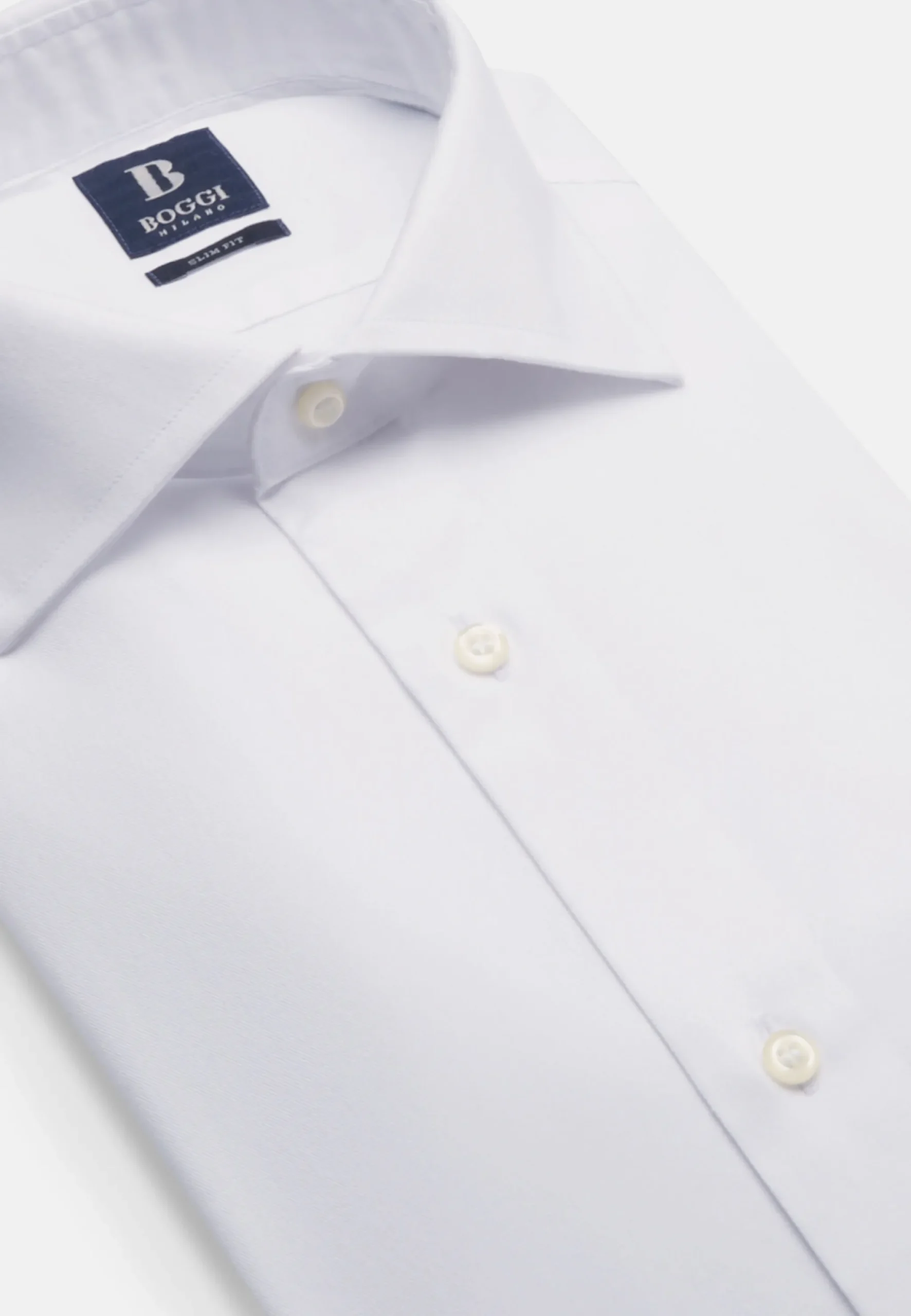 Chemise Blanche En Sergé De Coton Slim Fit