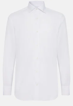 Chemise Blanche En Sergé De Coton Slim Fit