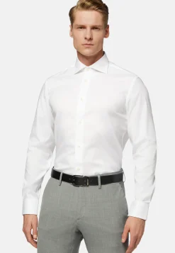 Chemise Blanche Pin Point En Coton Slim Fit