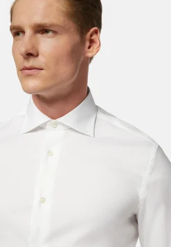 Chemise Blanche Pin Point En Coton Slim Fit