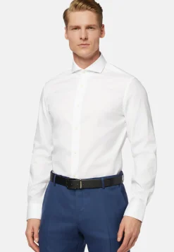 Chemise Blanche Pin Point En Coton Slim Fit