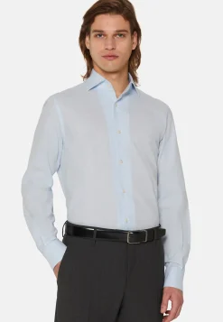 Chemise Bleu Clair En Coton Dobby Regular Fit