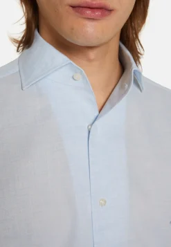 Chemise Bleu Clair En Coton Dobby Regular Fit