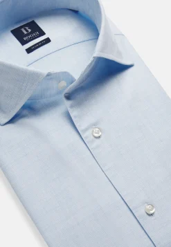 Chemise Bleu Clair En Coton Dobby Regular Fit