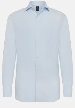 Chemise Bleu Clair En Coton Dobby Regular Fit