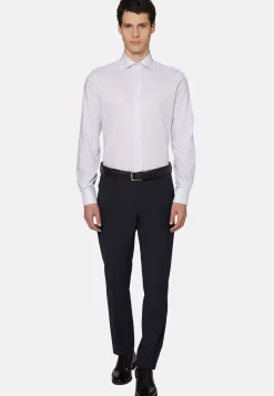 Chemise Bleu Clair En Coton Dobby Coupe Droite