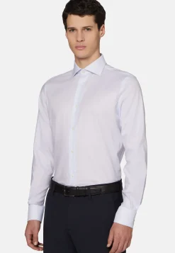 Chemise Bleu Clair En Coton Dobby Coupe Droite
